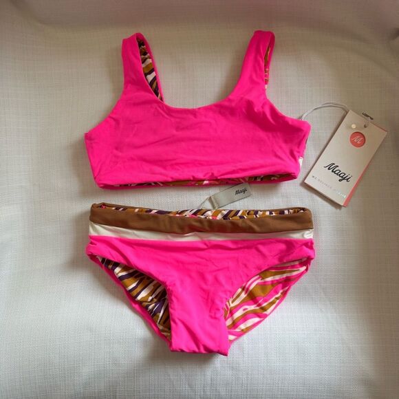 Maaji Girls' Standard Bikini Set Iceland Radiant Pink Reversible 4 - Picture 2 of 11